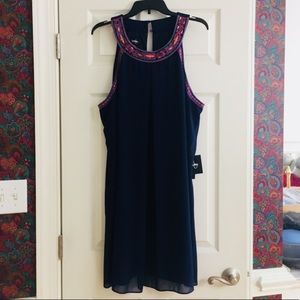 Sleeveless a-line navy dress
